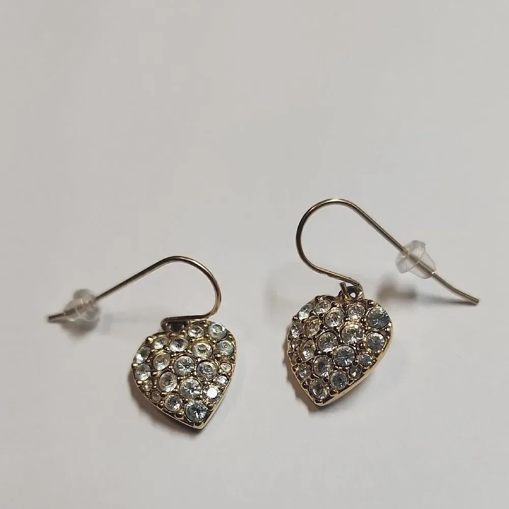 Swarovski Heart-Shaped Gold Tone Dangle Earrings